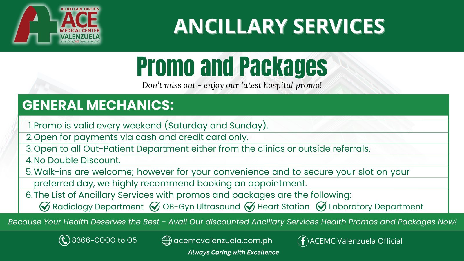 ACE promo and packages general mechanics